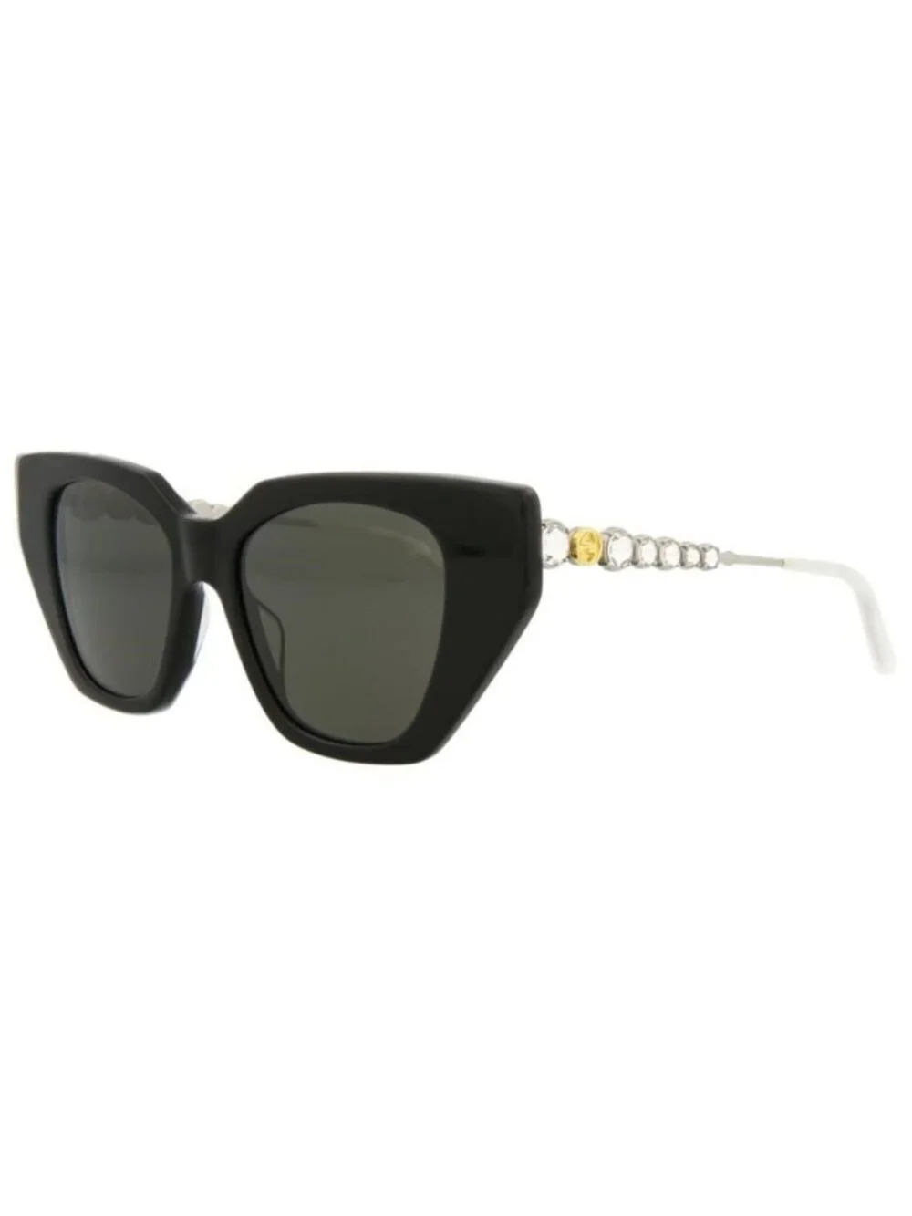 New Gucci Womens Cat Eye Black Silver Grey Fashion Designer Sunglasses